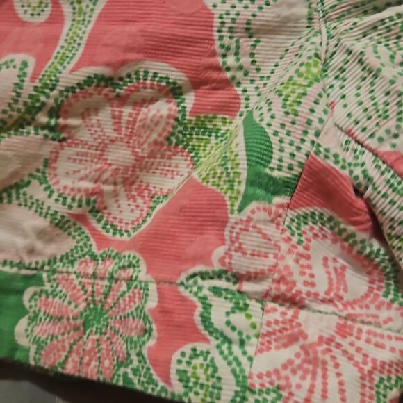 Lilly Pulitzer woman’s stretch shorts size 2 hot pink pink green floral cotton - Picture 4 of 5